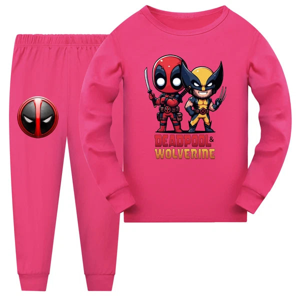 Popular New Girl Boy Deadpool Wolverine Pajama Top Pants Set Pajama Pjs Set
