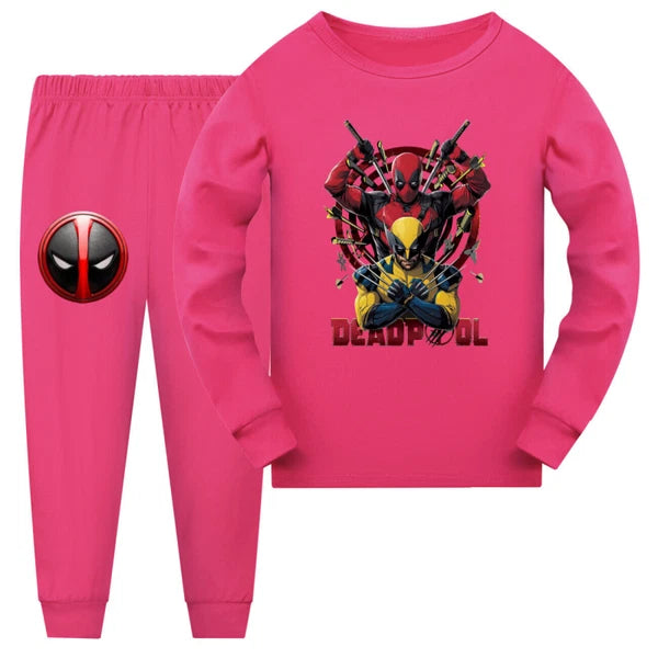 Popular New Girl Boy Deadpool Wolverine Pajama Top Pants Set Pajama Pjs Set