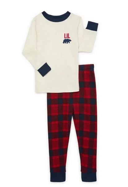 Dearfoams Toddler Matching Family Plaid Pajama Set, Lil Bear, 2-Piece, Size 3T