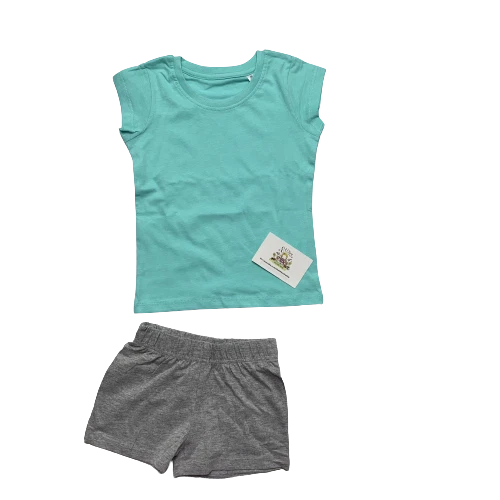 Girls Pyjama Pjs Set Plain Shorts Top T-Shirt Nightwear Summer Loungewear Kids
