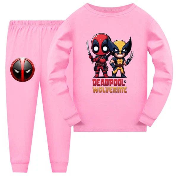 Popular New Girl Boy Deadpool Wolverine Pajama Top Pants Set Pajama Pjs Set
