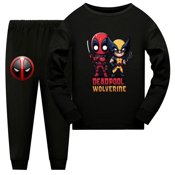 Popular New Girl Boy Deadpool Wolverine Pajama Top Pants Set Pajama Pjs Set