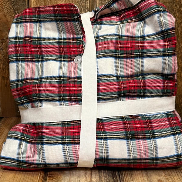 POTTERY BARN KIDS ADULT STEWART PLAID FLANNEL PAJAMA SET, SIZE LARGE