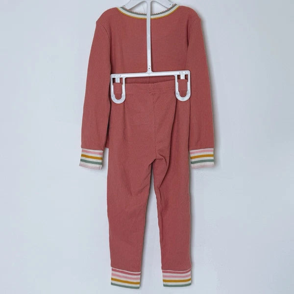 Pink Waffle Pajama Set for Girls Size 4T, Toddler Girl Pajamas