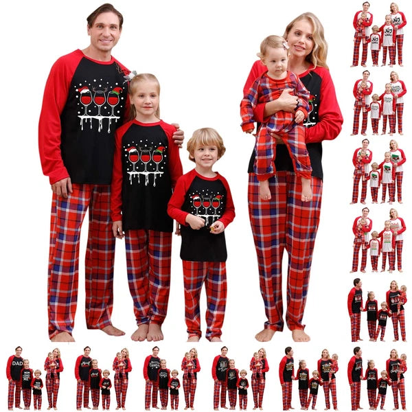 Christmas New Year Mother Daughter Cotton Family Matching Christmas Pajamas A5