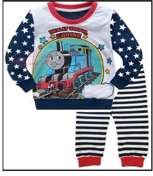 NEW Disney Cartoon Boys Print Long Sleeve 2-Piece Set Pajama
