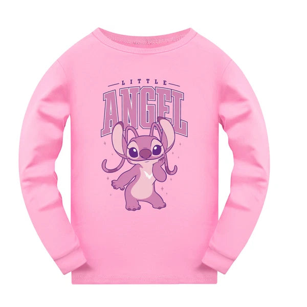 Children's boys and girls Lilo embroidered angel top pants set pajamas Pjs