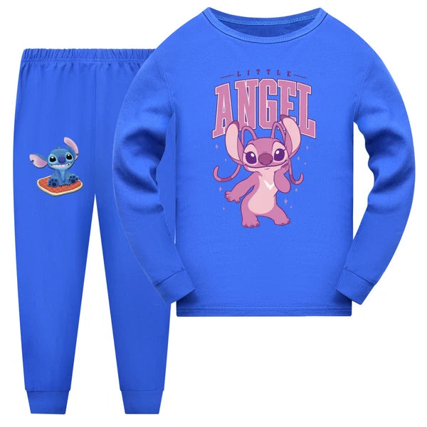 Children's boys and girls Lilo embroidered angel top pants set pajamas Pjs
