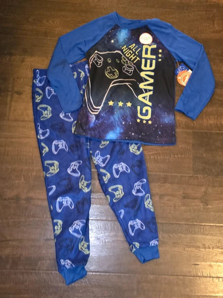 Wonder Nation Pajamas Boys All Night Gamer Glow In Dark Pjs Sz S XL XXL 6 14 16