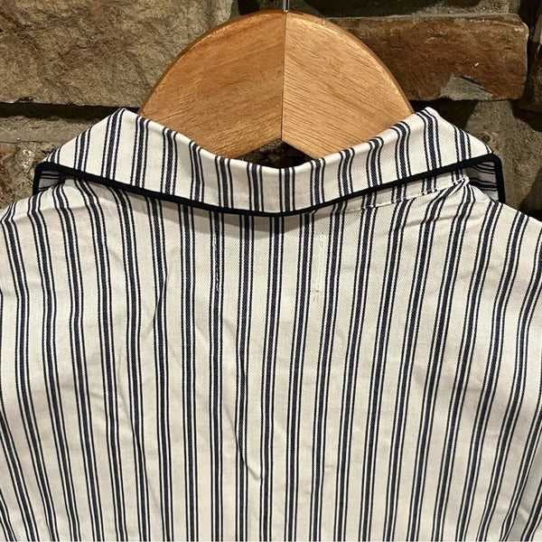 Petite Plume Navy French Ticking Cozy Cotton Blend Striped Kids Pajama Set