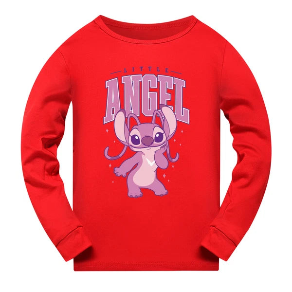 Children's boys and girls Lilo embroidered angel top pants set pajamas Pjs