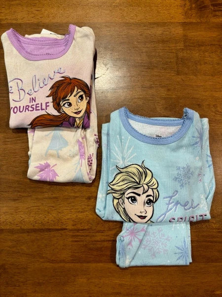 Disney GIRLS Princess 4-piece Cotton PJ Pajama Set (BLUE/LILAC MULTI 5 )NWT