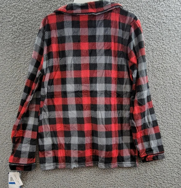 Max & Olivia Flannel Pajama Set Big Boys XL (16-18) Red Multi Plaid Button Front