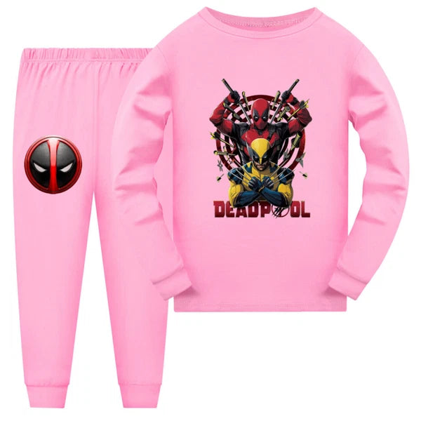 Popular New Girl Boy Deadpool Wolverine Pajama Top Pants Set Pajama Pjs Set