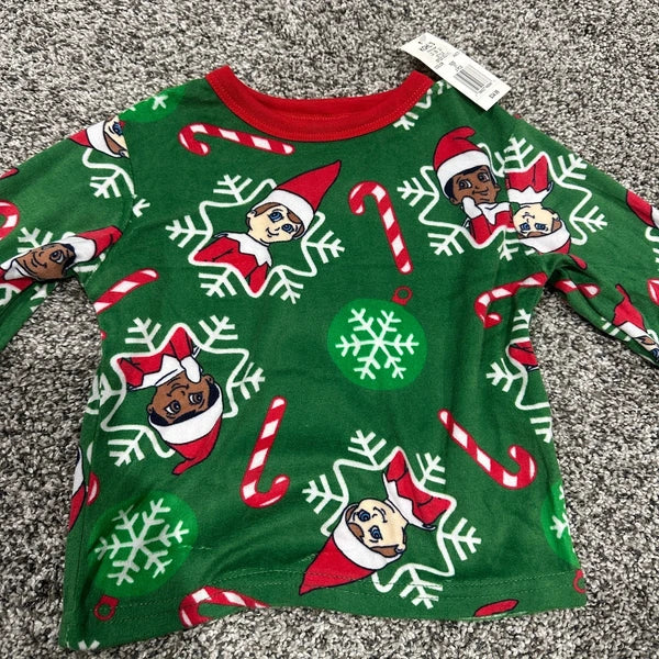 NWT Green Red ELF Christmas Holiday 2T Pajama Set