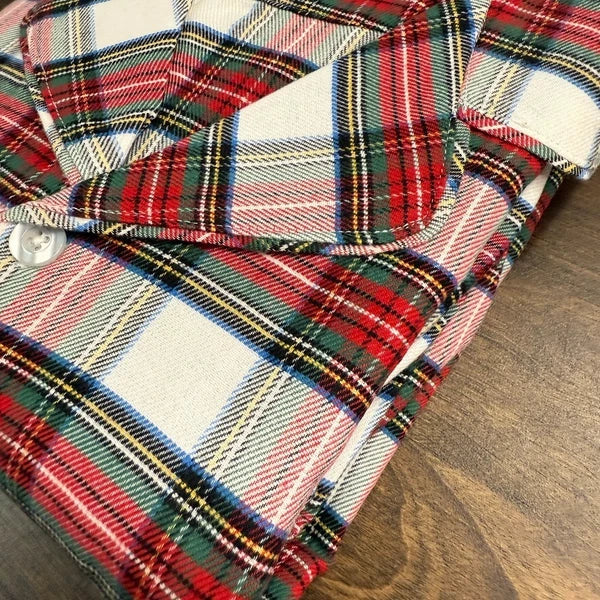 POTTERY BARN KIDS ADULT STEWART PLAID FLANNEL PAJAMA SET, SIZE LARGE