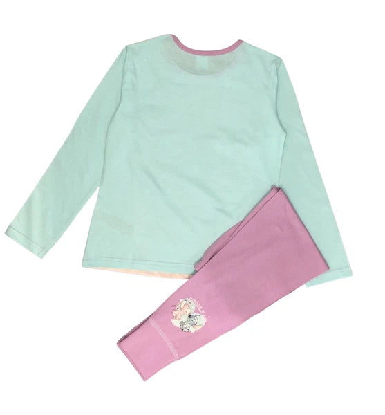 Girls Lilo & Stitch Pyjamas PJs 4-13 Years Purple Grey Pink Long Sleeved Trouser