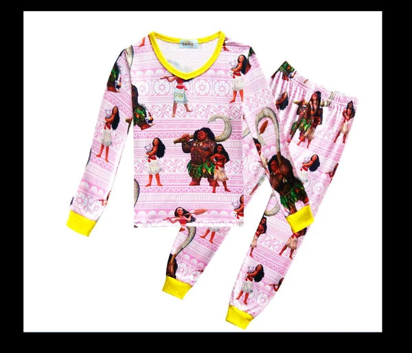 New Kids Long Sleeve Clothing Set Cartoon  Maui Pajamas light weight 4T-10