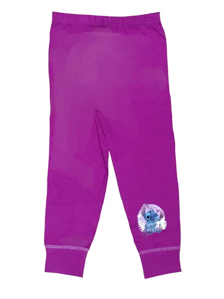 Girls Lilo & Stitch Pyjamas PJs 4-13 Years Purple Grey Pink Long Sleeved Trouser