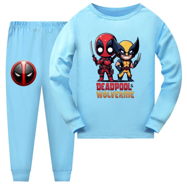 Popular New Girl Boy Deadpool Wolverine Pajama Top Pants Set Pajama Pjs Set