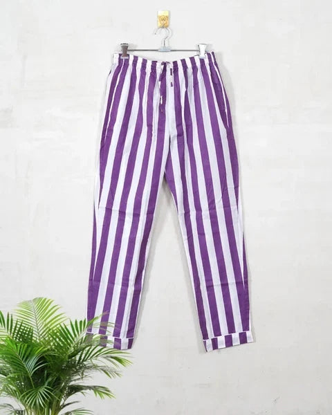 Cotton Striped Print Indian PJ Set Bridesmaid Pajama Set Women Nightwear Suit US