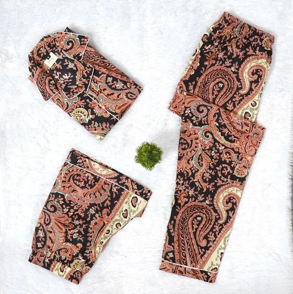 Indian Cotton Multi Paisley PJ Set Bridesmaid Pajama Set Women Nightwear Suit US