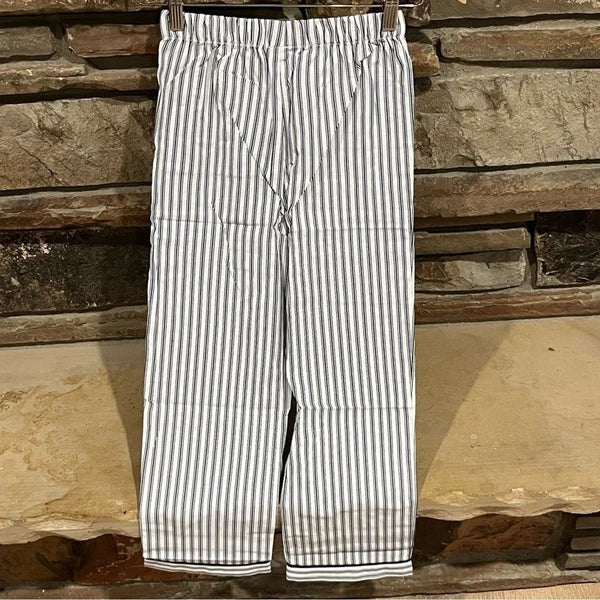 Petite Plume Navy French Ticking Cozy Cotton Blend Striped Kids Pajama Set