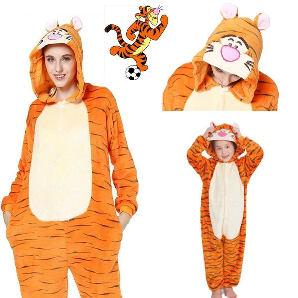 Kids Tigger Cartoon Animal Pajamas Sleepwear Party Cosplay Costume Suit UK