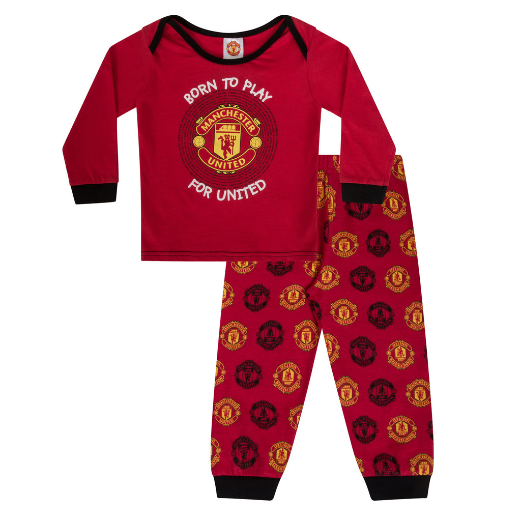 Manchester United Baby Pyjamas Long Boys Kids Official Football Gift