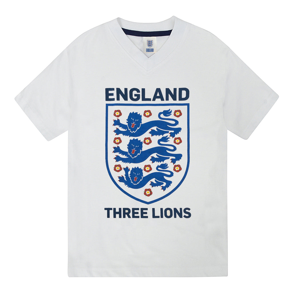 England Boys Pyjamas Short Three Lions Kids OFFICIAL Football Gift