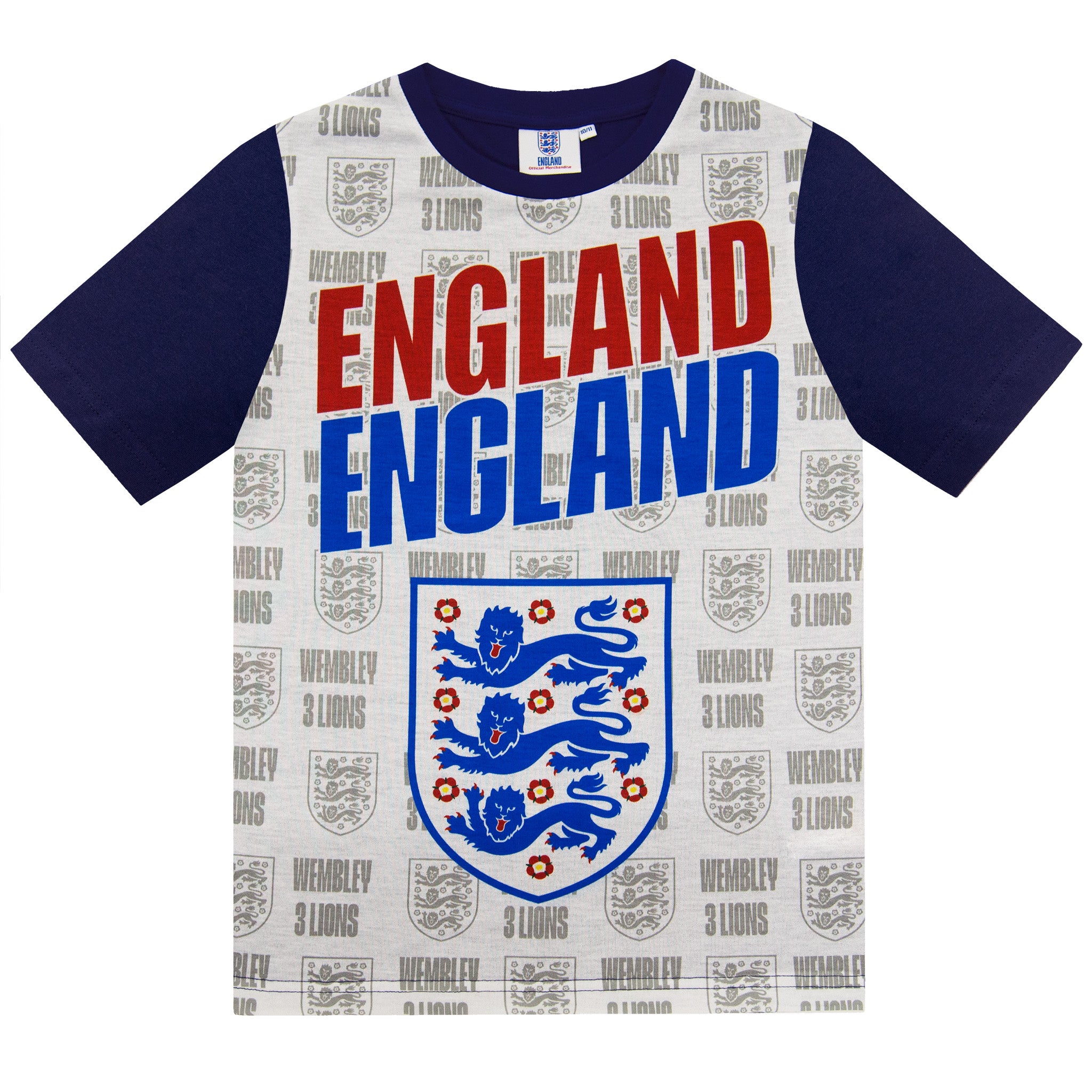England Boys Pyjamas Short Three Lions Kids OFFICIAL Football Gift