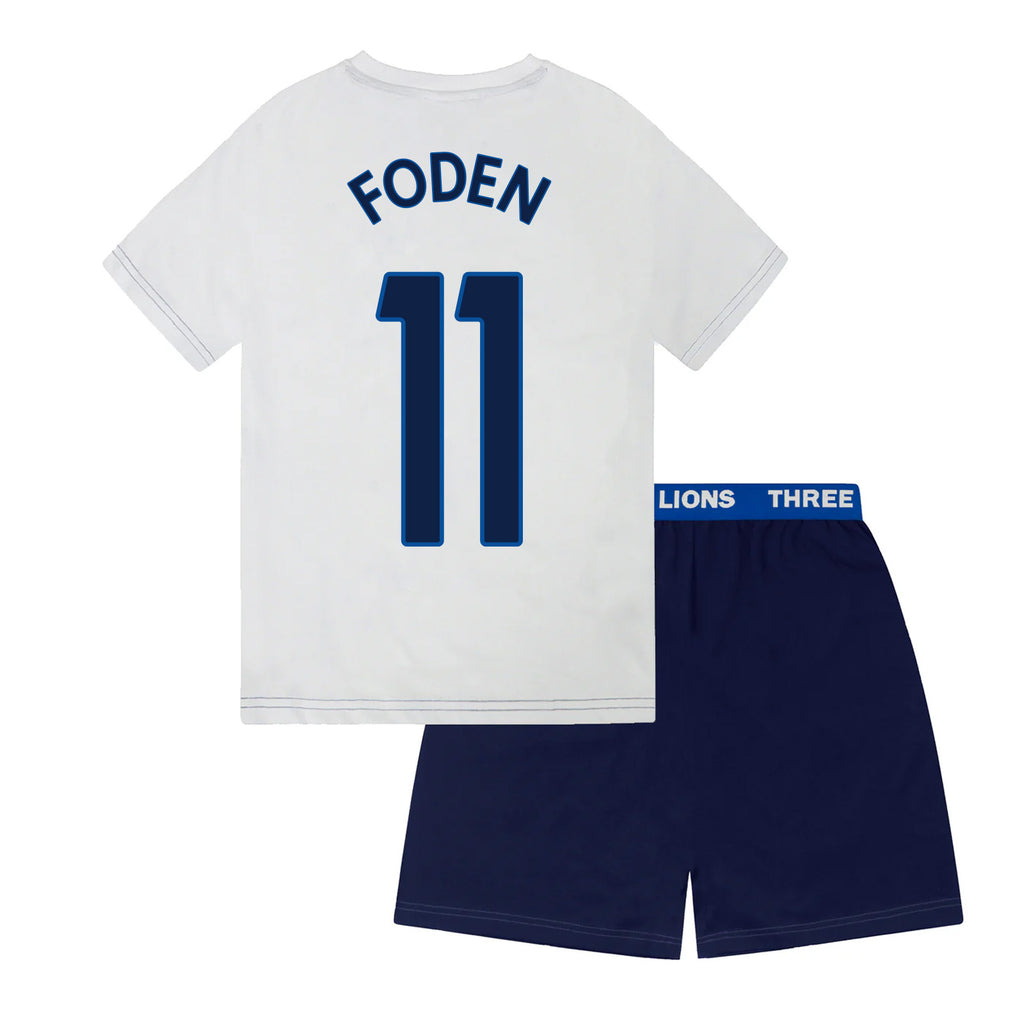 England Boys Pyjamas Short Three Lions Kids OFFICIAL Football Gift