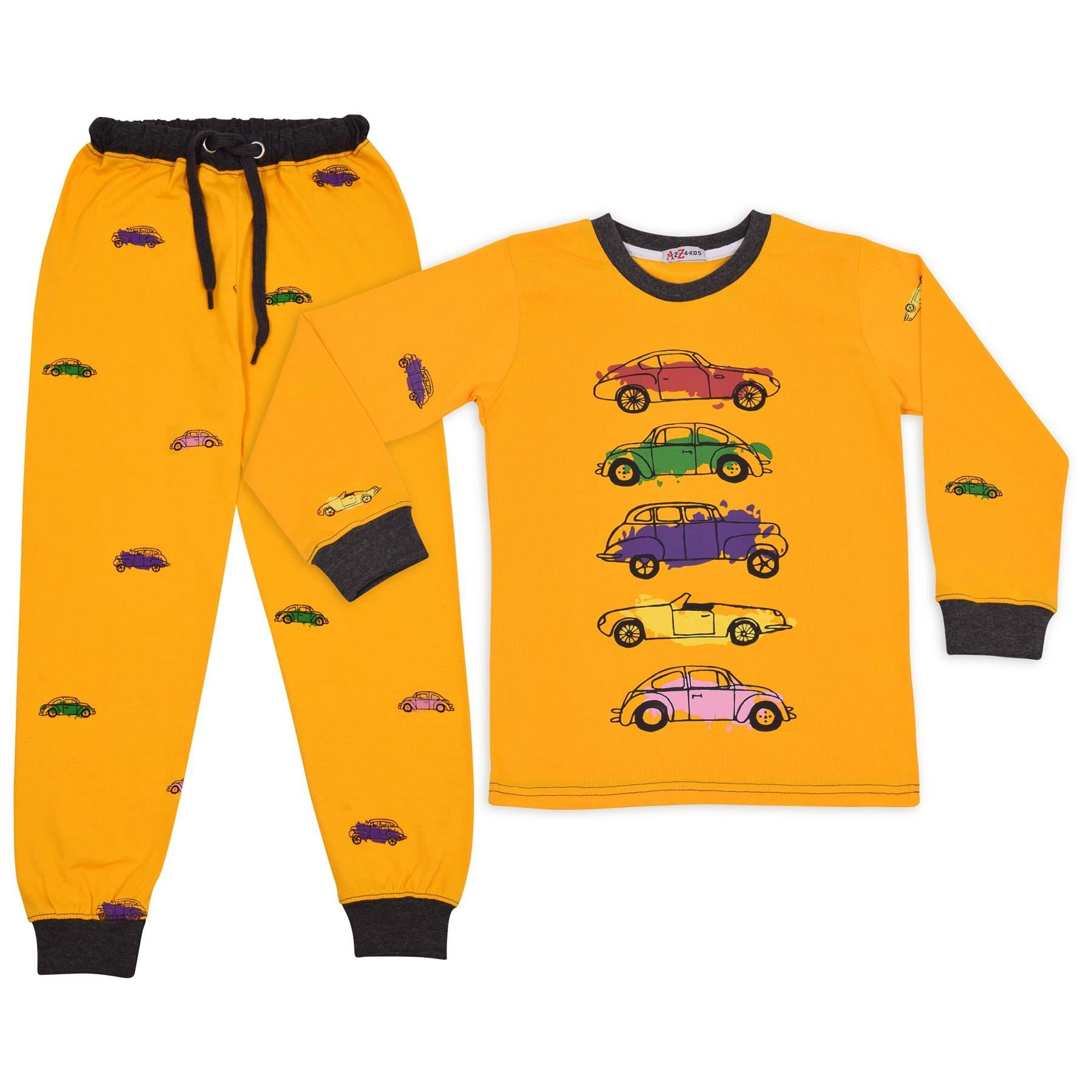 Kids Unisex Girls Boys Cars Print Pyjamas Children PJs 2 Piece Sleepwear Set