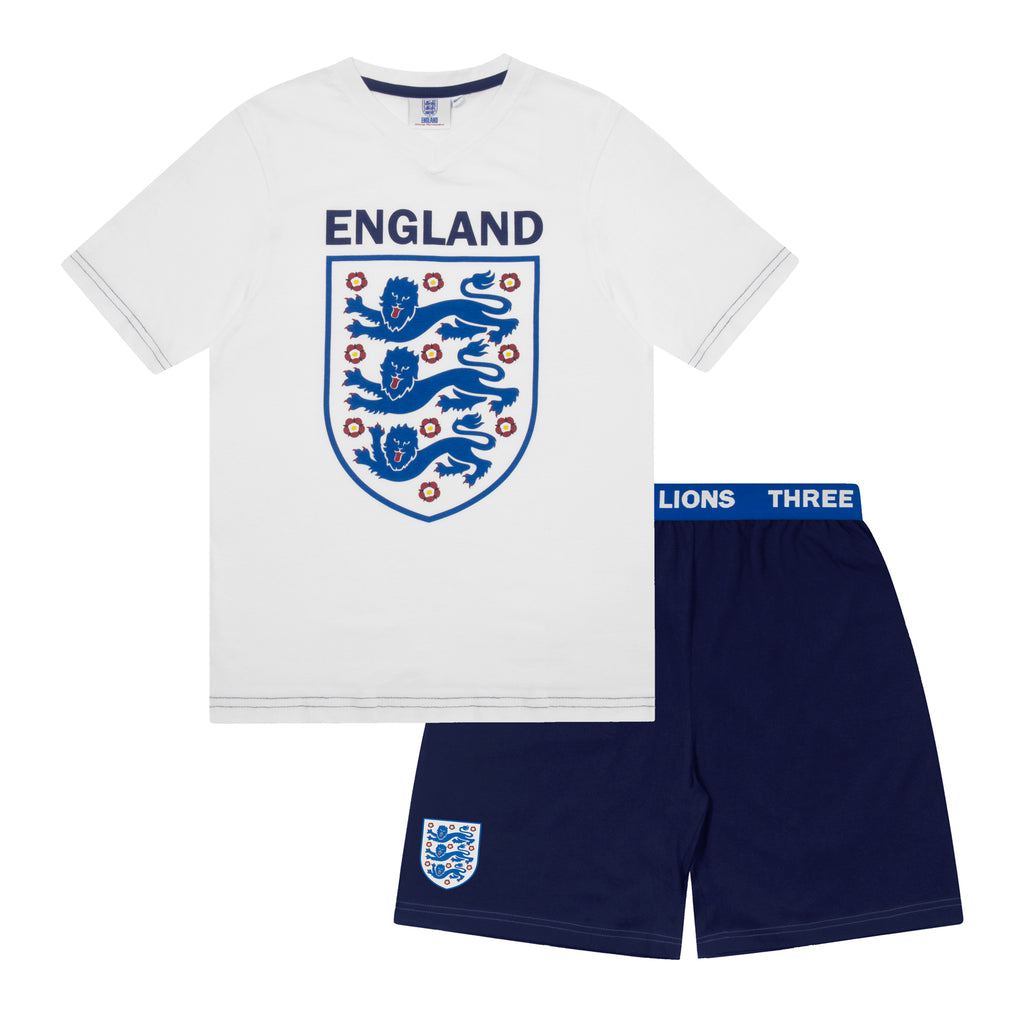 England Boys Pyjamas Short Three Lions Kids OFFICIAL Football Gift