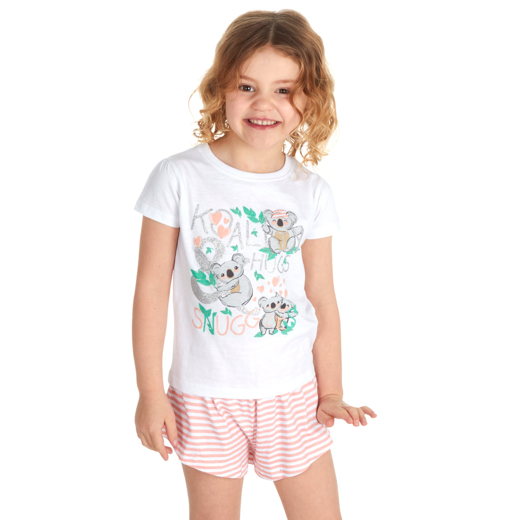 Girls Shorty Pyjama Set Animal Printed Pyjamas 2-3 3-4 4-5 5-6 Years 100% Cotton