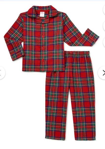 Holiday Time Kids Unisex 2 Piece Flannel Pajama Set Red Size Small 6-7 Christmas