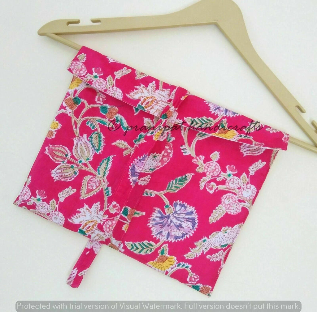 Indian Floral Printed Hippie Cotton Pink Women Gypsy Top-Pajama set Sleepwear