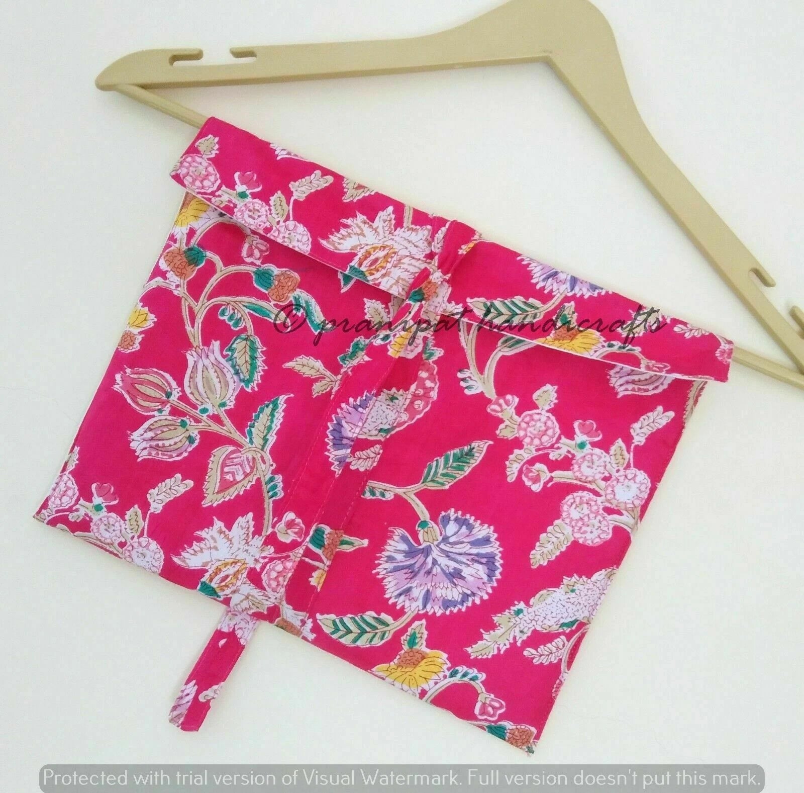 Indian Floral Printed Hippie Cotton Pink Women Gypsy Top-Pajama set Sleepwear