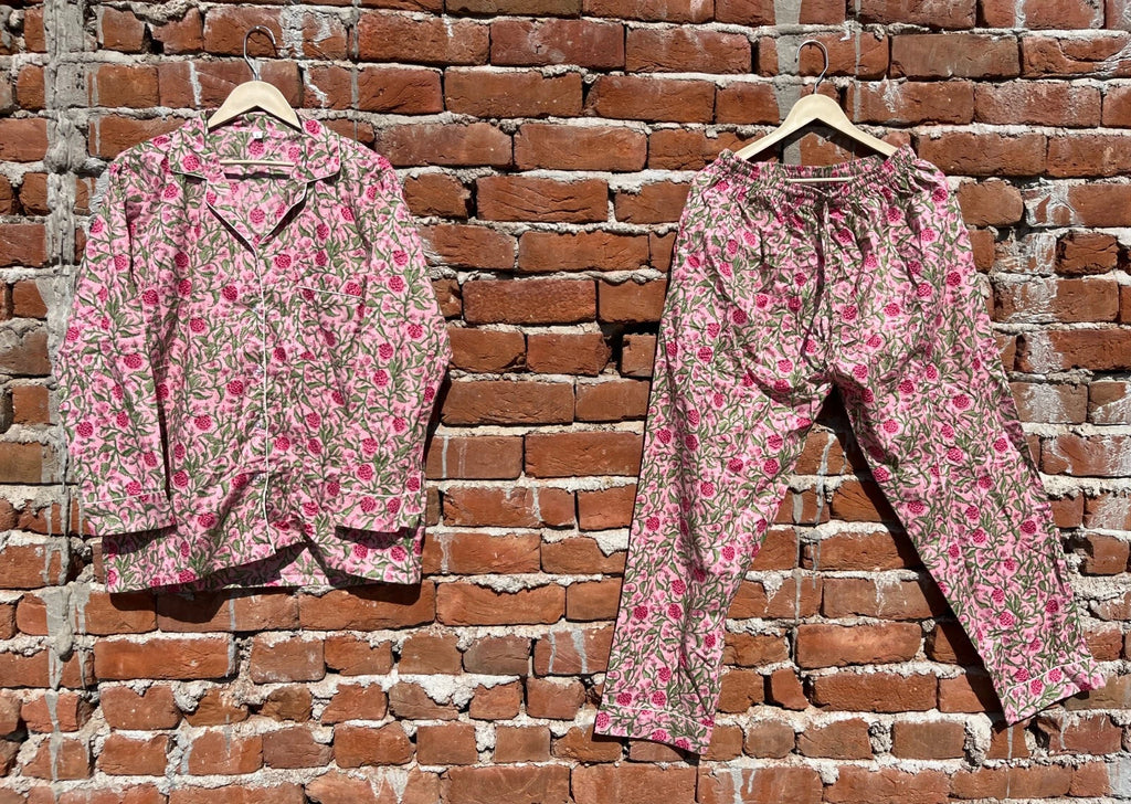 Indian Cotton Floral Print PJ Set Bridesmaid Pajama Set Women Nightwear Suits US