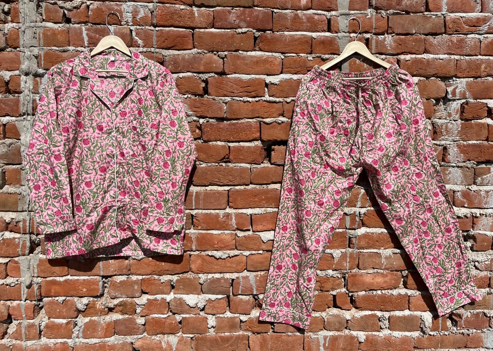 Indian Cotton Floral Print PJ Set Bridesmaid Pajama Set Women Nightwear Suits US