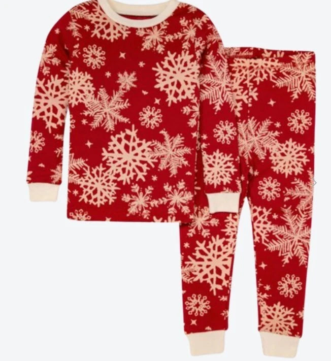 Burt's Bees Kids' Snowflakes Organic Cotton Pajama Set  Red - Size 10 -  R9P1b