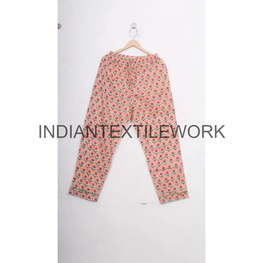 Indian Cotton Pajama Set Floral Print Home Wear Dress Morning Yoga Cotton PJ Set