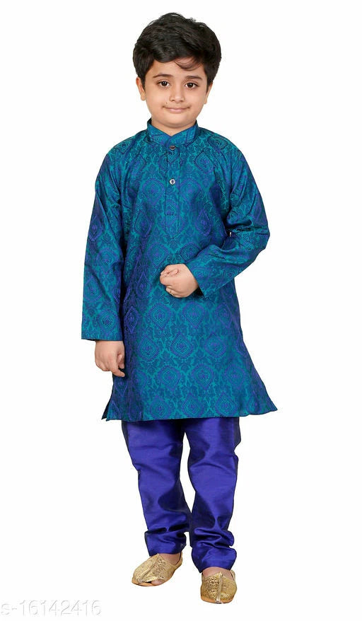 Traditional Party and Festive Wear Cotton Kurta Pajama Set for Boys Kids