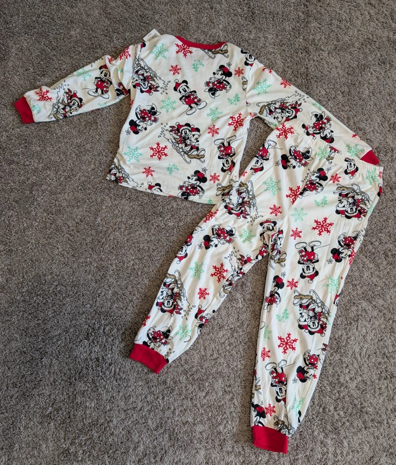 NWT Disney Mickey Minnie Mouse Christmas 2 Pc. Pajamas Set Shirt Pants  Size 8