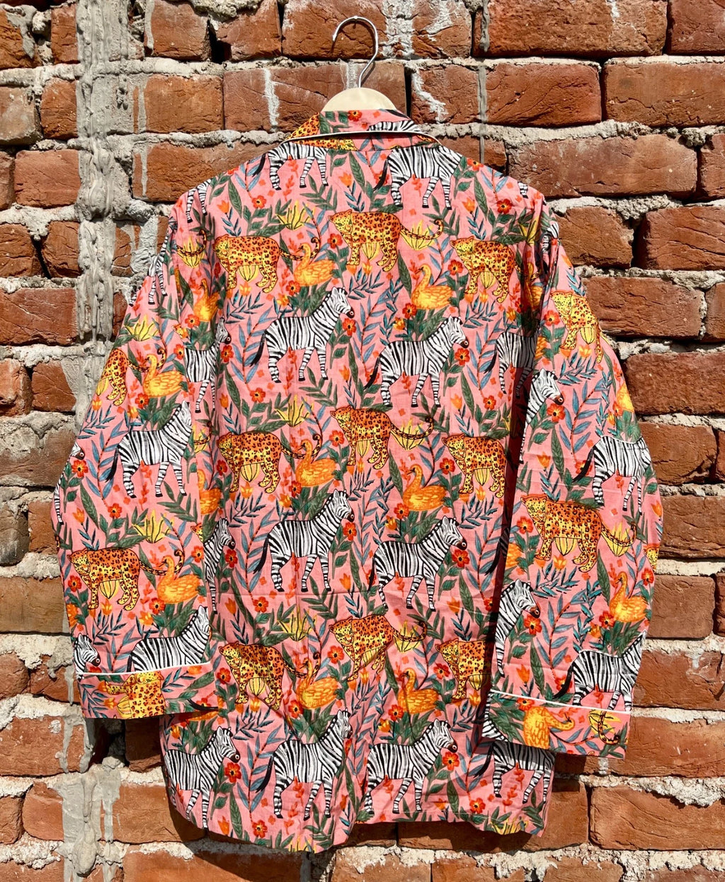 Indian Cotton Peach Animal PJ Set Bridesmaid Pajama Set Women Nightwear Suit US