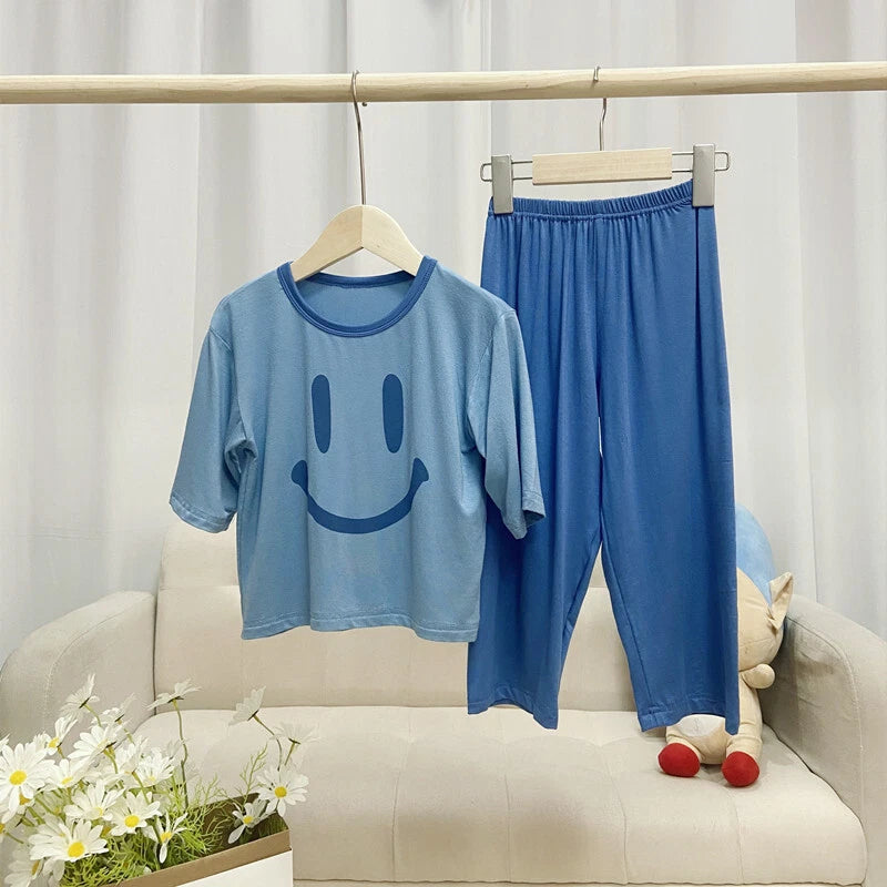 Kid's Modal Summer Boys and Girls Pajamas Pajama Pants Thin Model Suit