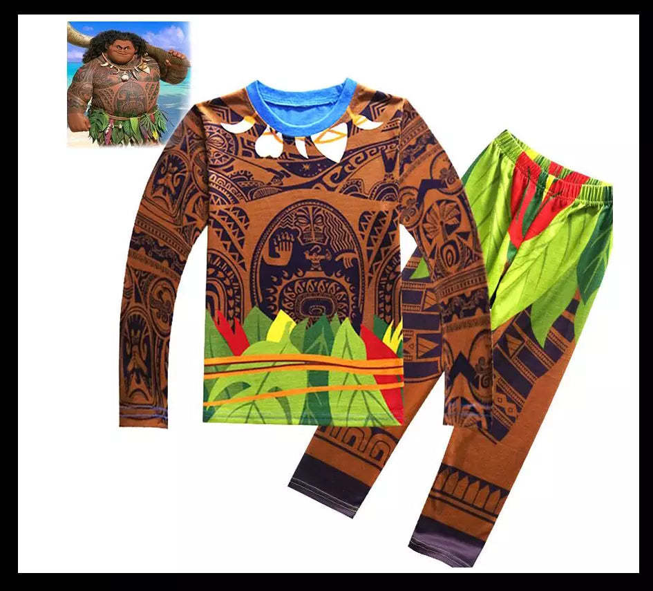 New Kids Long Sleeve Clothing Set Cartoon  Maui Pajamas light weight 4T-10