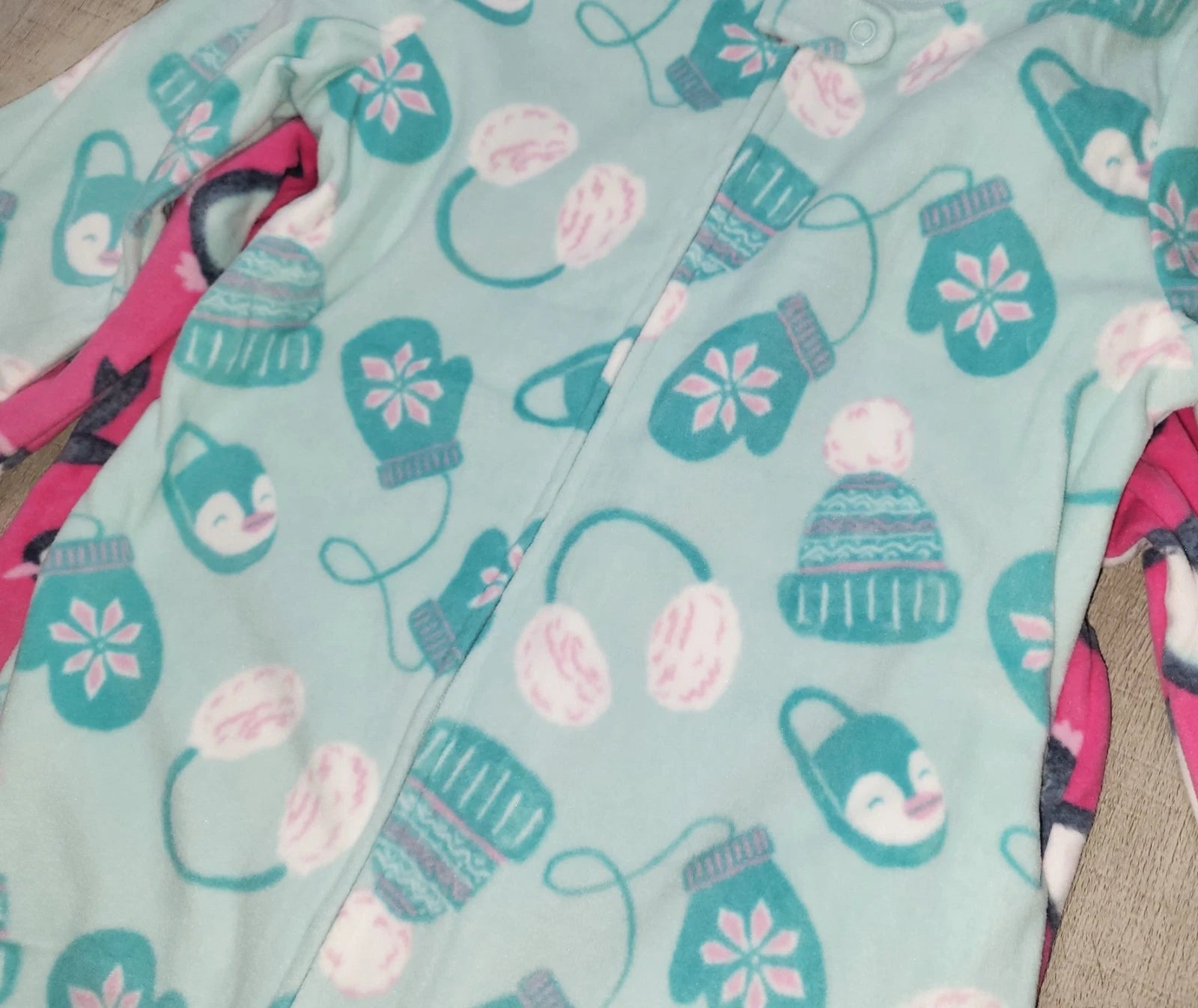 Carter's Baby Girls 2-piece Pink Blue Penguin Fleece Pajama Sleeper Set 5T NWT