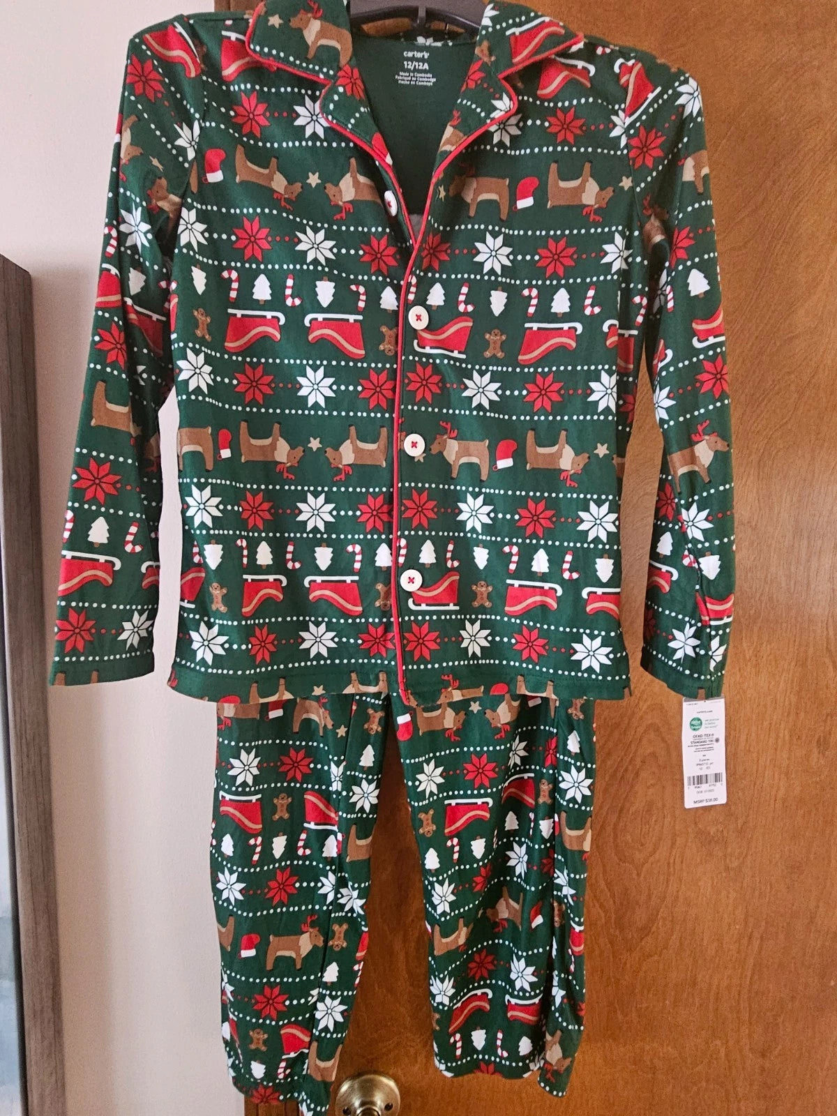 Carters pj set long sleeve size 12 /12A Christmas themed new