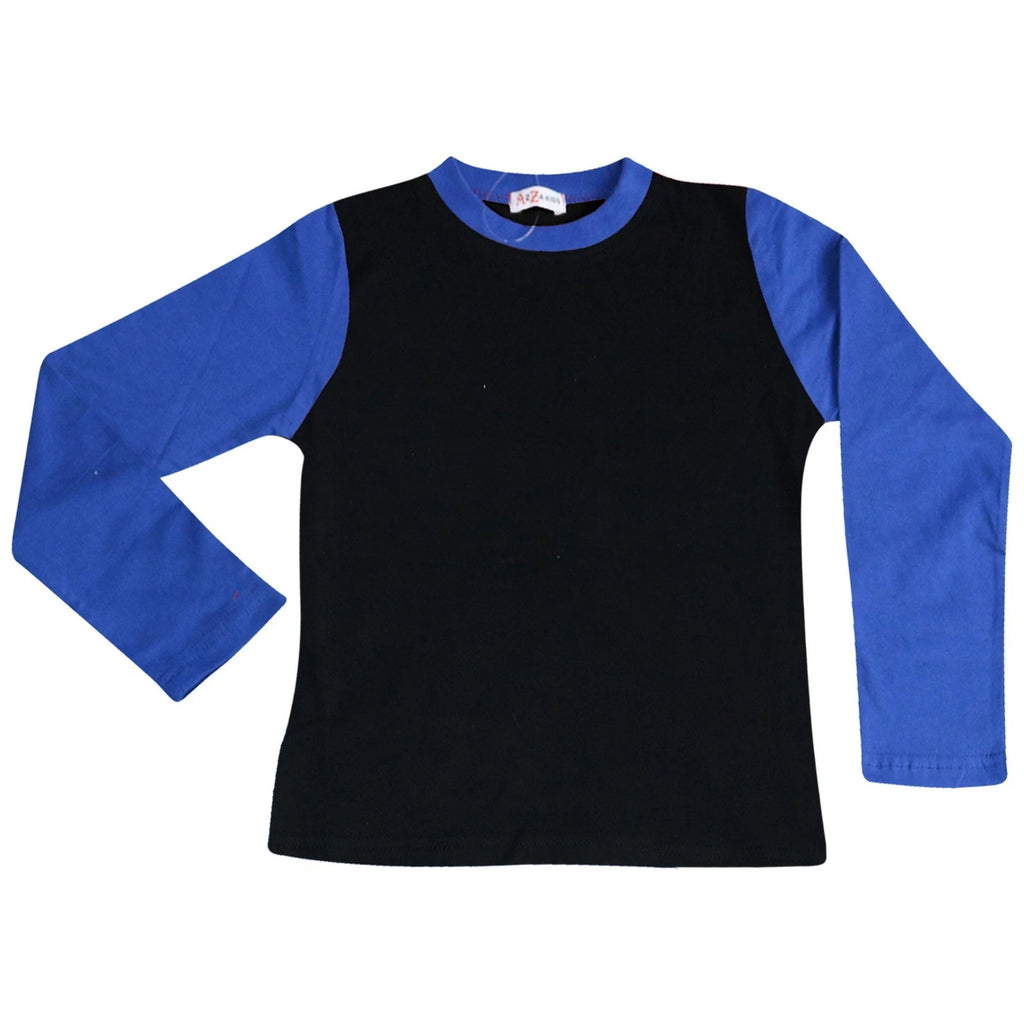 Kids Boys Girls Pjs Contrast Royal Blue Color Plain Stylish Pyjamas Set 2-13 Yr